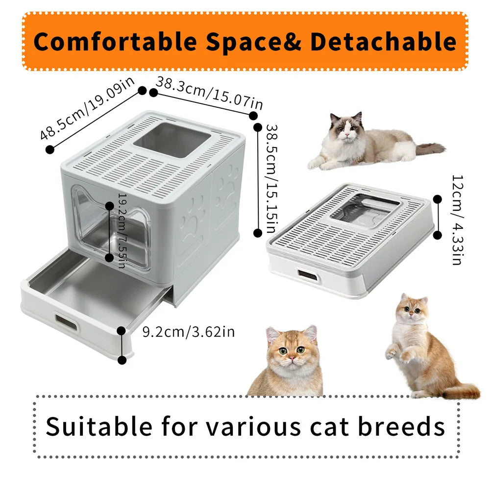 Cat Litter Box with Lid Scoop