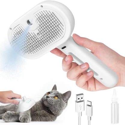 Naughty Pet Cat Ratio Height Steam Brush with Release Button - White