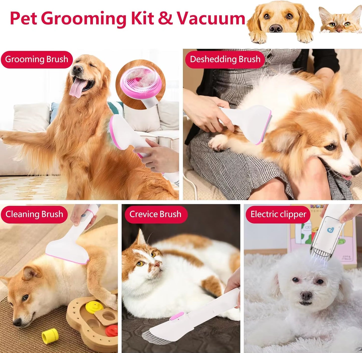 Dog Hair Vacuum Groomer Kit
