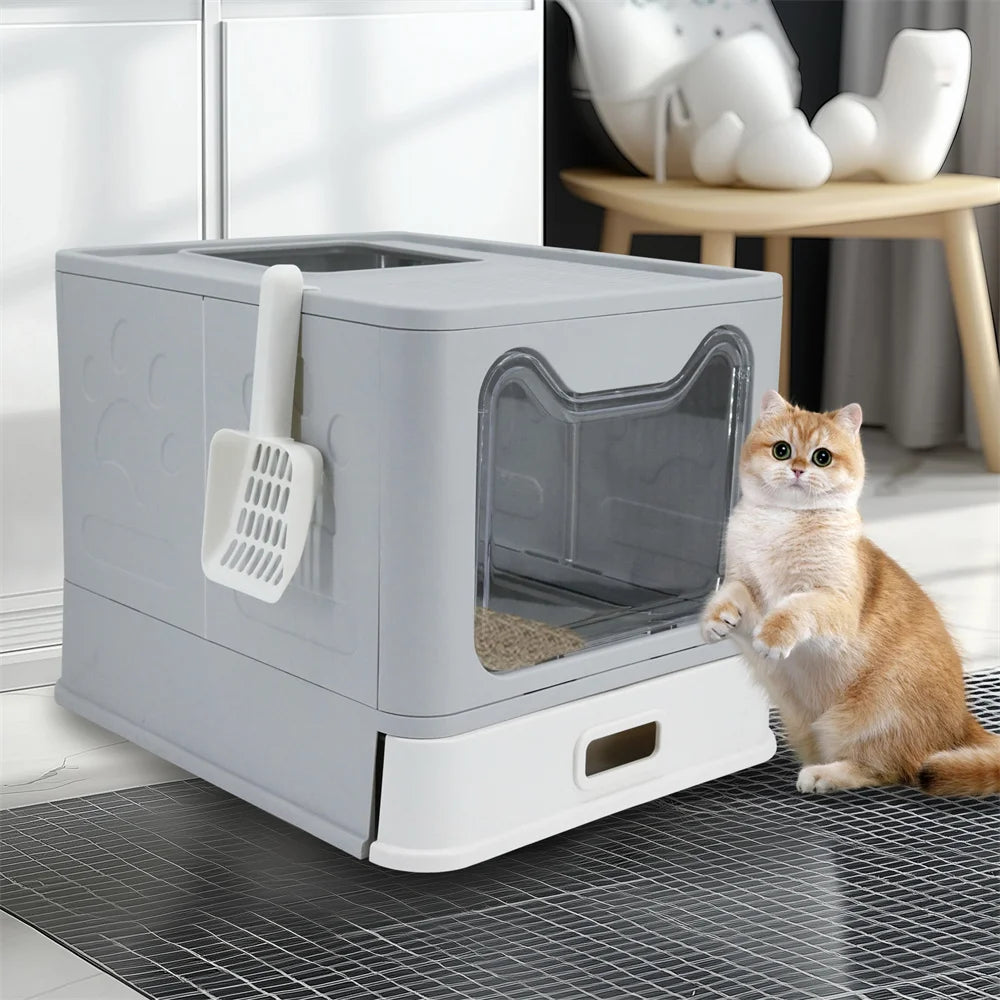 Cat Litter Box with Lid Scoop
