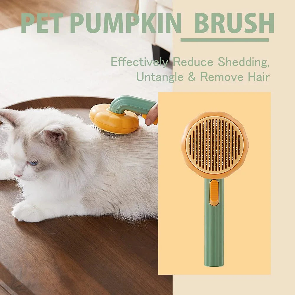 Cat Brush Comb Pet Pumpkin Comb for Dogs Cats Dog Hair Remover Brush Pet Hair Shedding Self Cleaning Comb Pet Grooming Tools
