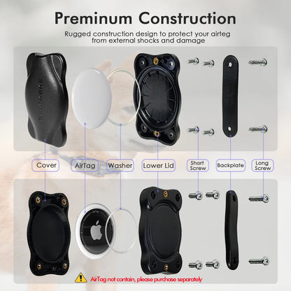 Apple Airtag Case with Dog Collar,  Waterproof Black Collar Mount, Fits All Width Collars