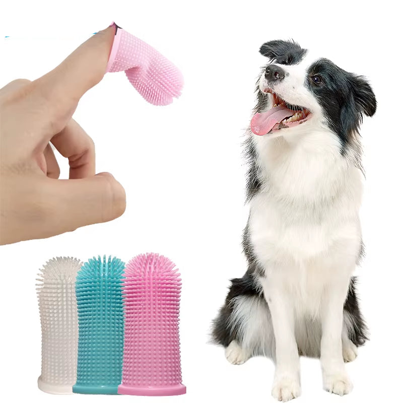Soft Silicone Pet Dog Finger Toothbrush Pet Teeth Oral Cleaning Brush Pet Bad Breath Tartar Teeth Care Tool Dog Accessories