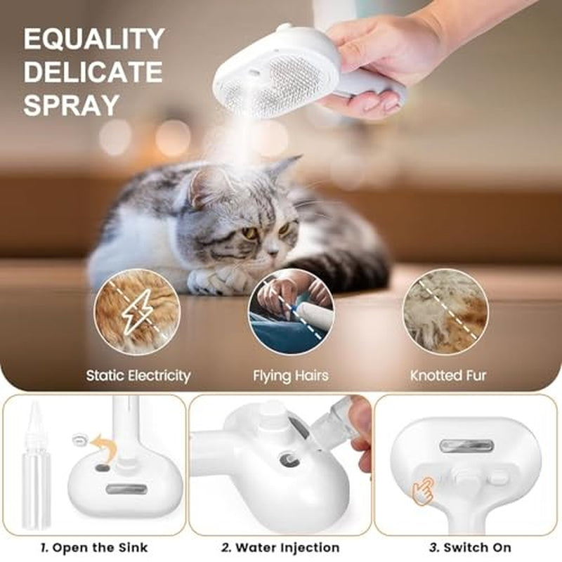 Naughty Pet Cat Ratio Height Steam Brush with Release Button - White