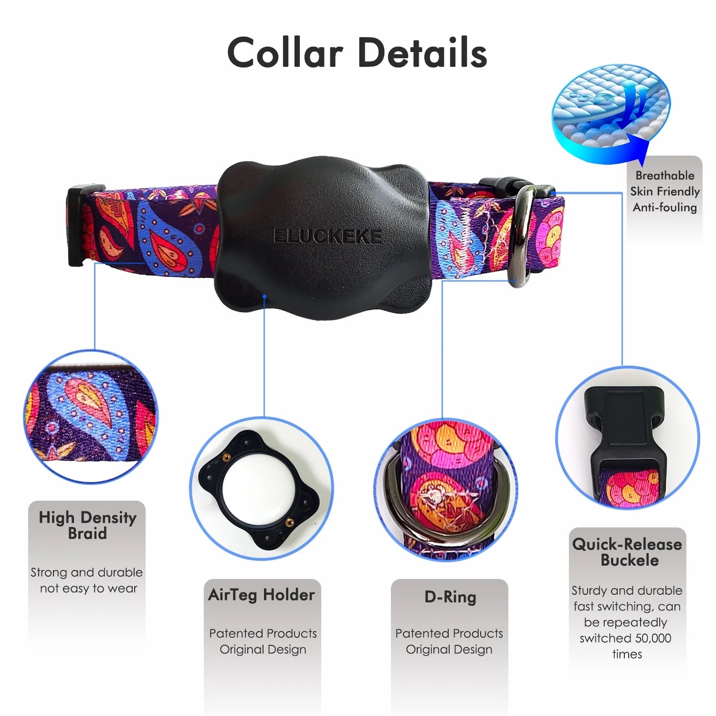 Apple Airtag Case with Dog Collar,  Waterproof Black Collar Mount, Fits All Width Collars