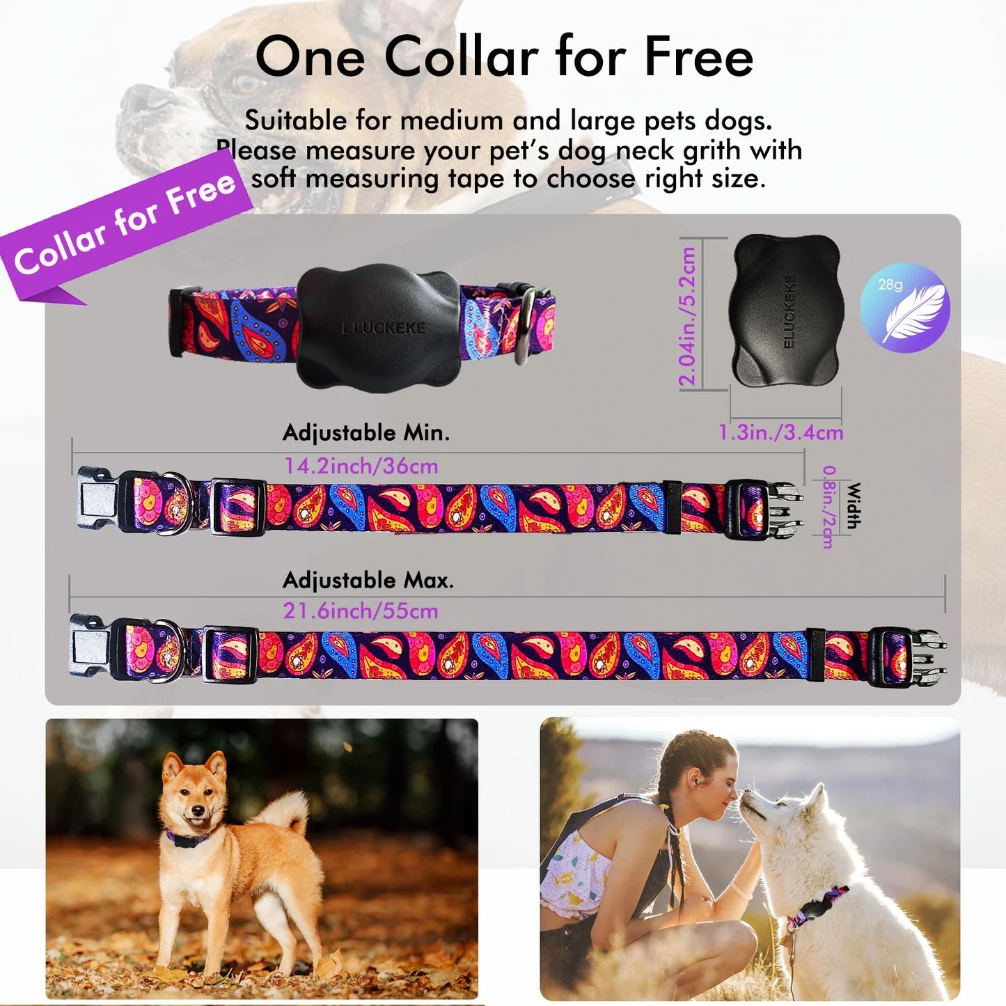 Apple Airtag Case with Dog Collar,  Waterproof Black Collar Mount, Fits All Width Collars